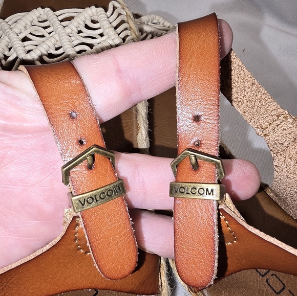 Volcom Crochet Strap Espadrille Flats Boho Summer Sandals Ankle Strap Size 10 - Picture 7 of 11